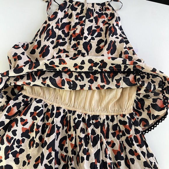 NWT Urban Outfitters Womens (S) Tiered Halter Leopard Print Romper Beige Cotton - Picture 9 of 11